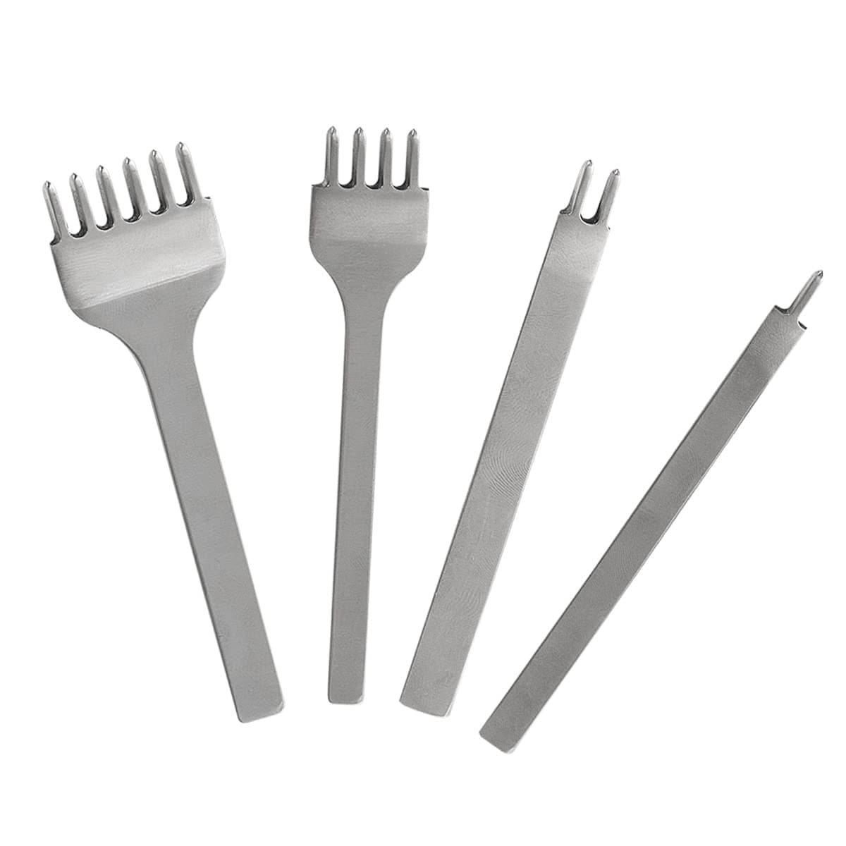 WUTA Leather Diamond Chisel Sharp Pricking Iron Polished Prongs Leather Hole Punch Stitching Tools Set Leather Craft Kits (3mm,1+2+4+6 Teeth)
