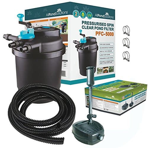 allpondsolutions Pressurised Koi Fish Pond Filter Complete Kit with Pond Pump and UV Steriliser Light All in one - Ponds Up to 5000 litres - PFC-5000-KIT-FOUNTAIN