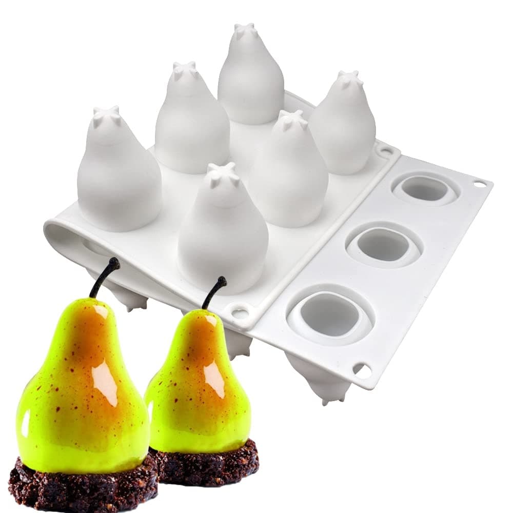 Silicone Mold Baking Pan Non-Stick Baking Pastry Chocolate Cake Dessert DIY Decoration Tools (Pear U_11.8x6.8x0.2 inch)