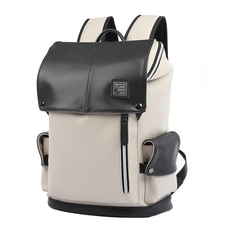 Vintage Leather Backpack for Men, Business Laptop Backpack with USB Charging & Headphone Port, 15.6 inch College School Student Bookbag Waterproof Luggage Backpack for Men Travel Work Commute Casual