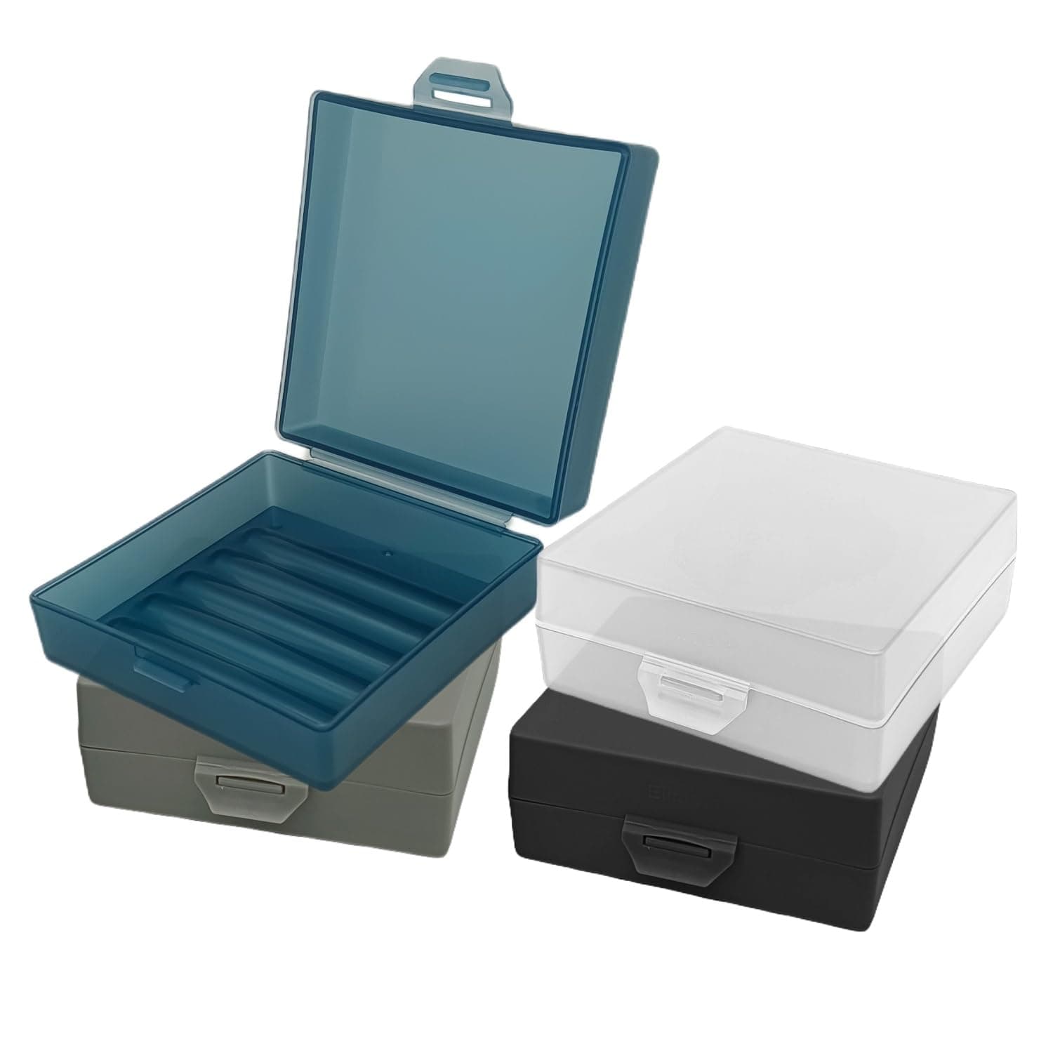 Travel Soap Container Square, Soap Box Holder Portable Storage Rack for Camping Shower Gym Outdoor Hiking Bathroom Square Soap Dish (4, Black/Clear/Blue/Grey)