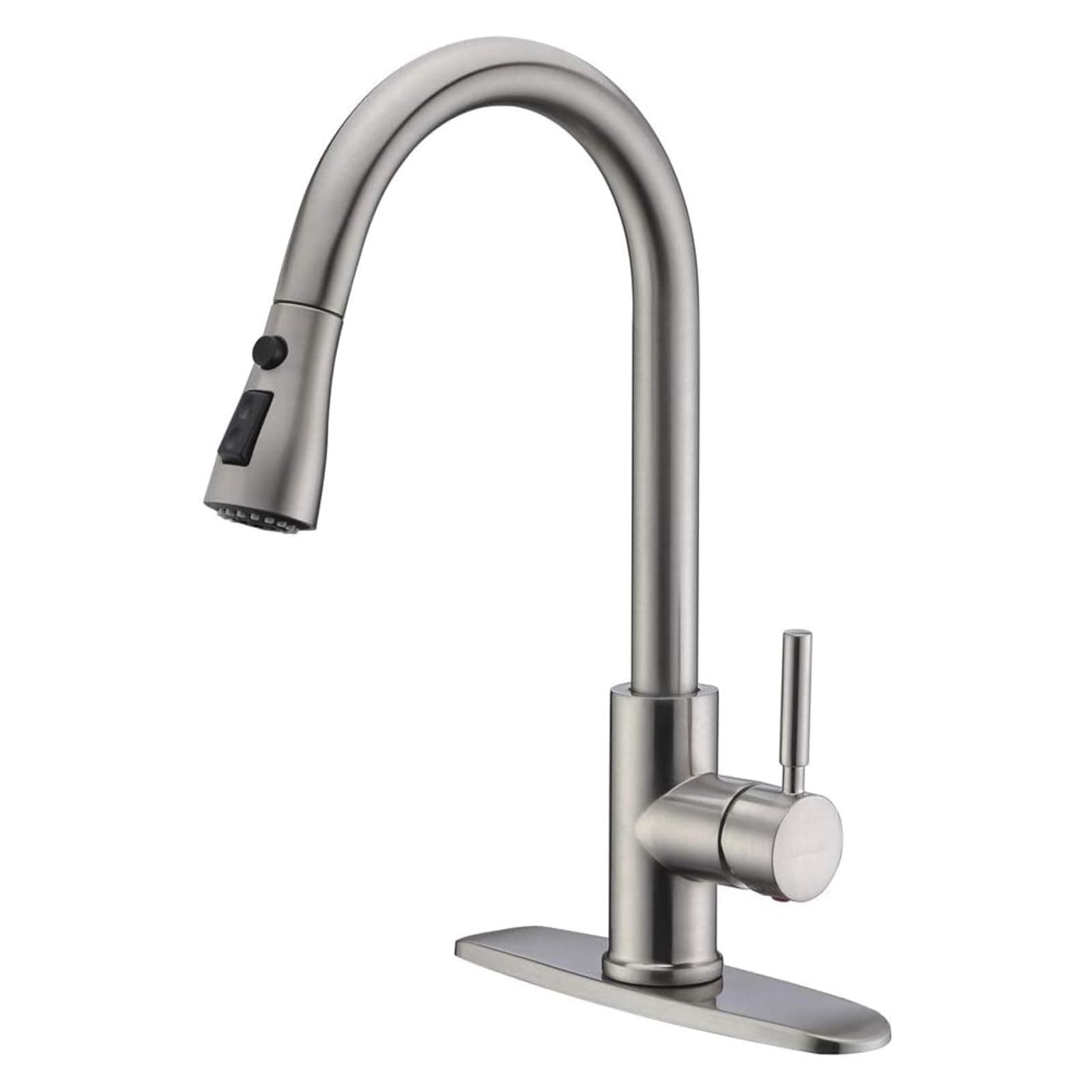 WEWE Single Handle High Arc Brushed Nickel Pull Out Kitchen Faucet,Single Level Stainless Steel Kitchen Sink Faucets with Pull Down Sprayer,Suitable for Laundry Rv Bar