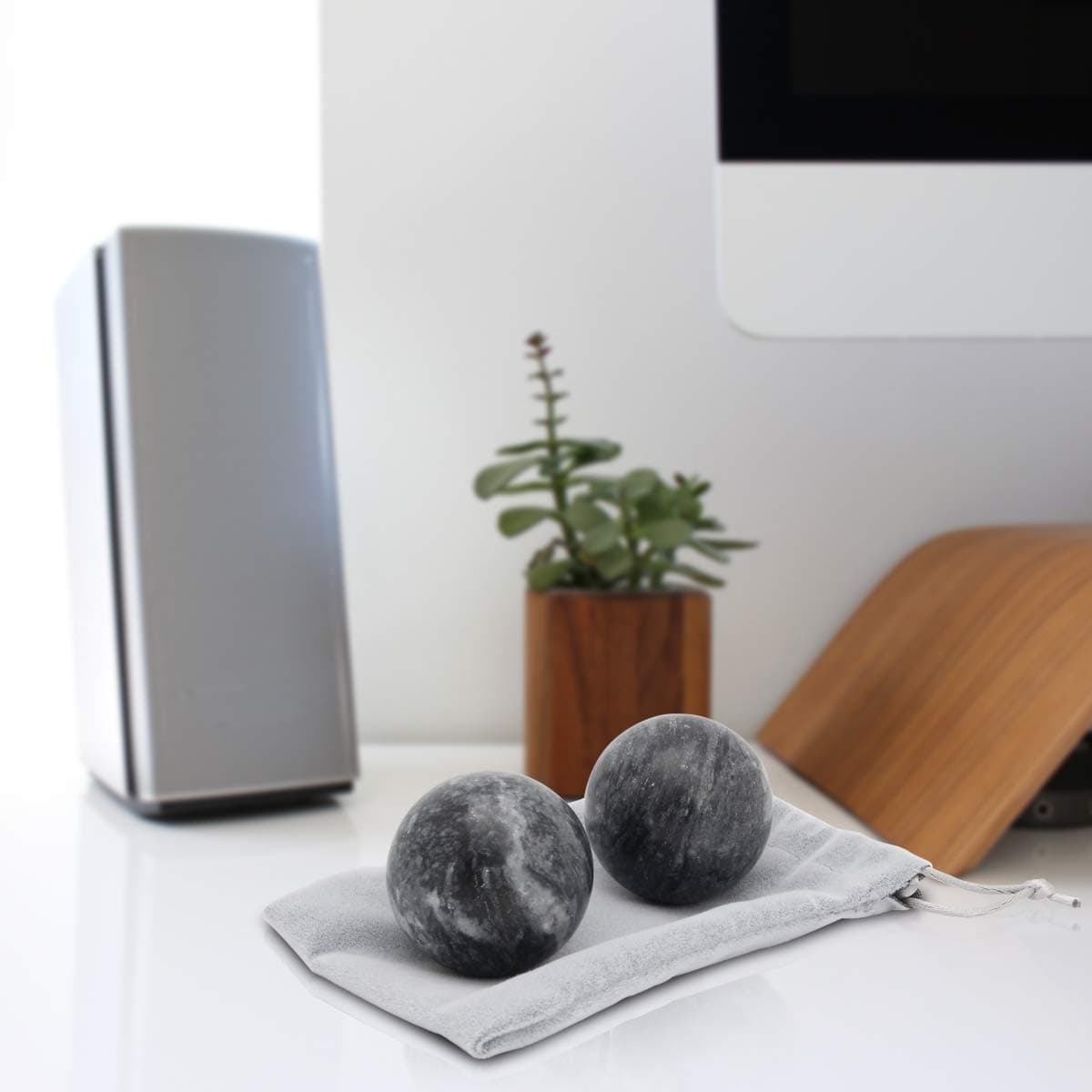 Coolrunner 2'' Marble Dark Grey Baoding Balls Chinese Health Stress Relieve Hand Exercise Hand Massage Hand Balls