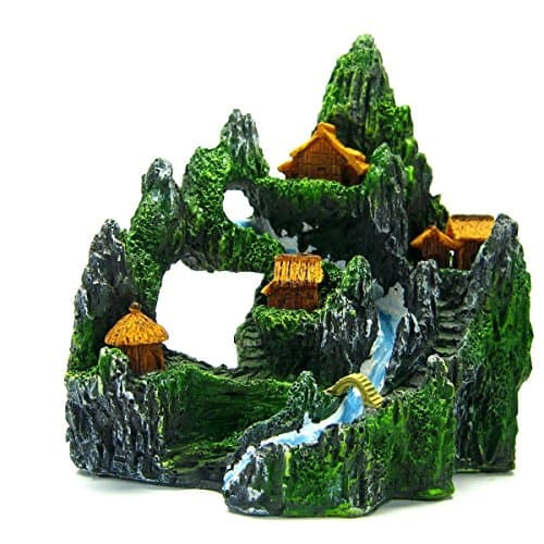 2 Kinds Mountain View River Aquarium Ornament Decor Tree House Cave Bridge Waterfall