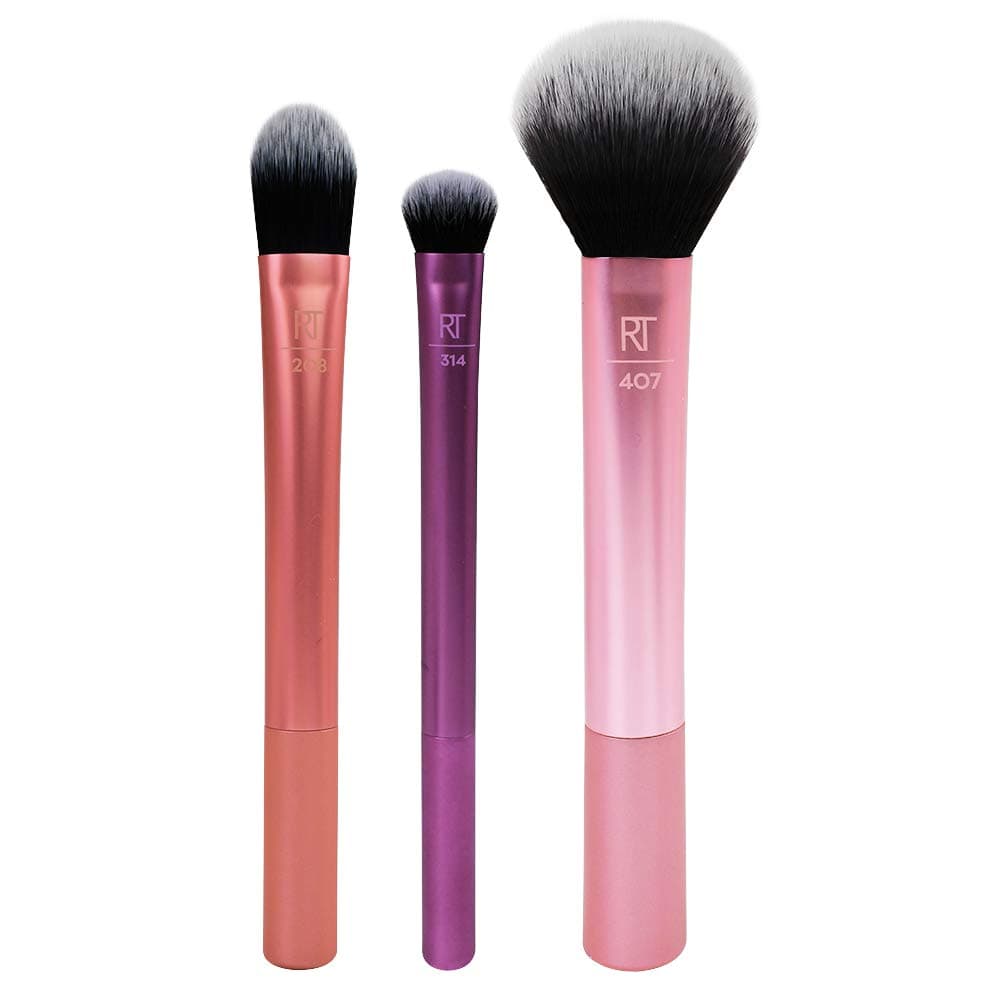 Travel Essentials Makeup Brush Kit, Makeup Brushes, Perfect For On The Go, Multicolored, Vegan Synthetic Makeup Brush Bristles, 4 Piece Set