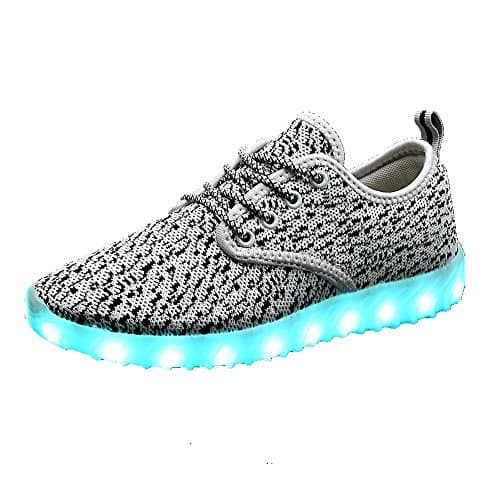 UNN LED Light Up Shoes for Men USB Charging Flashing Luminous Glowing Sneakers Light Grey 43