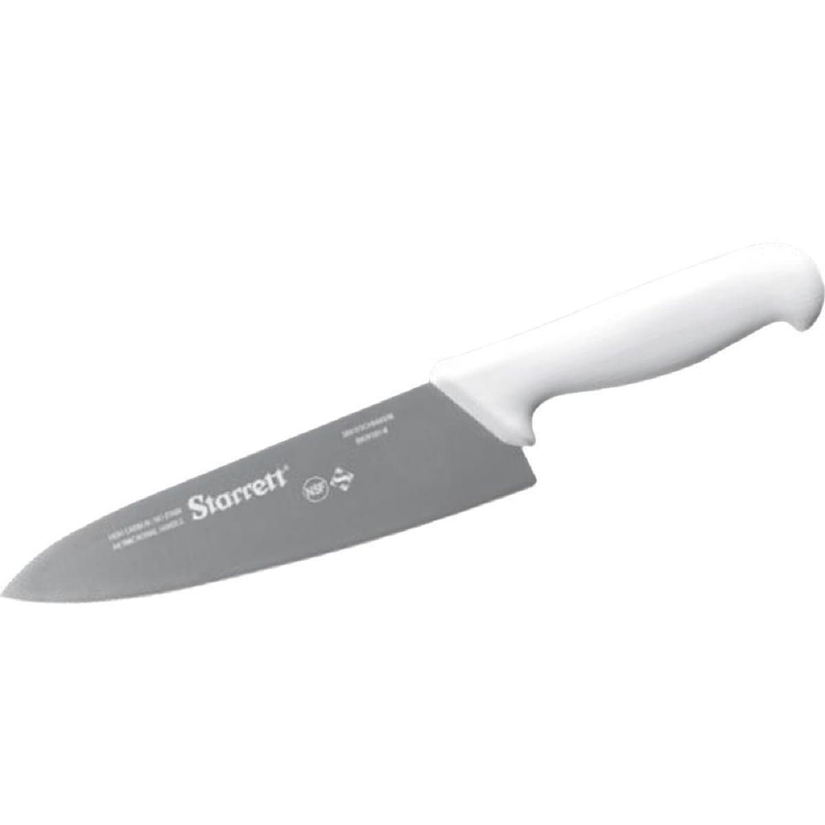 Starrett Professional Chefs Knife - BKW301-8 Wide Triangular 8" (200mm) Ultra Sharp Kitchen Knife With Long Lasting Blade - White Handle Stainless Steel Chopping Cooking Knife (DV8620)