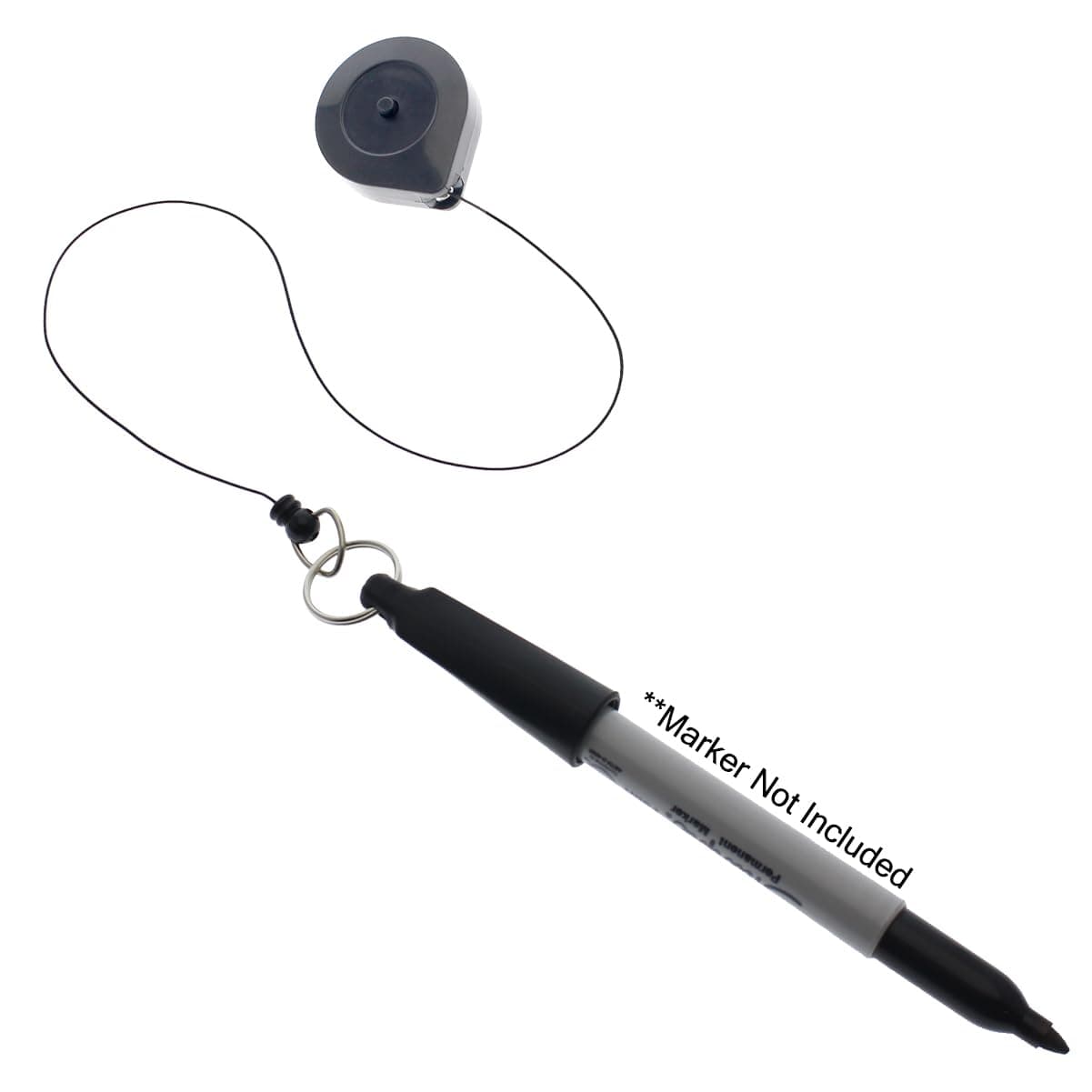 2 Pack - Retractable Pen Holder (Sharpie & Carpenter Pencil Compatible)"Stay Open" Ratcheting Pull Cord - Belt Clip Reel & Small Key Ring by Reel-N-Rite(TM) (Stays Extended Until Button is Pressed