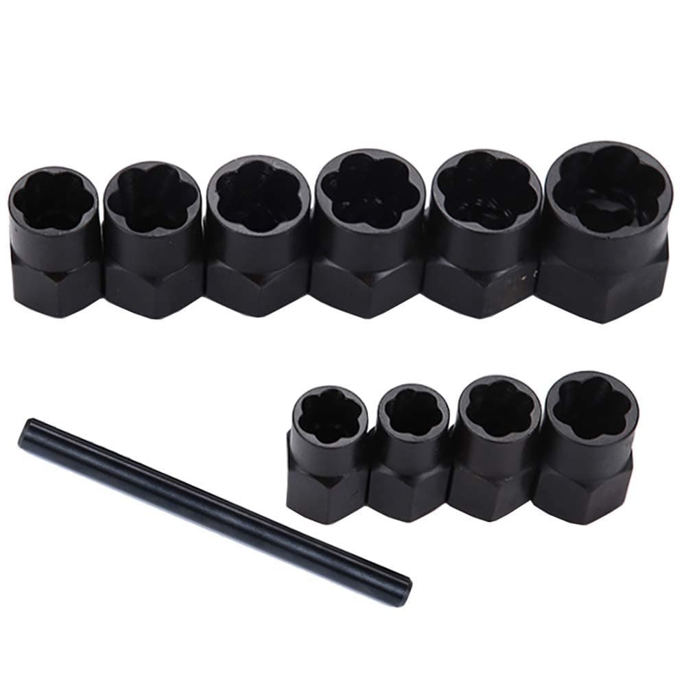 11PCS Bolt Extractor, 9-11MM Impact Bolt Nut Removal Extractor Socket Set, 3/8” Square Drive Locking Wheel Threading Hand Kit with Storage Box for Oil Drain Bolt Exhaust Manifolds Rusty Bolt Nuts