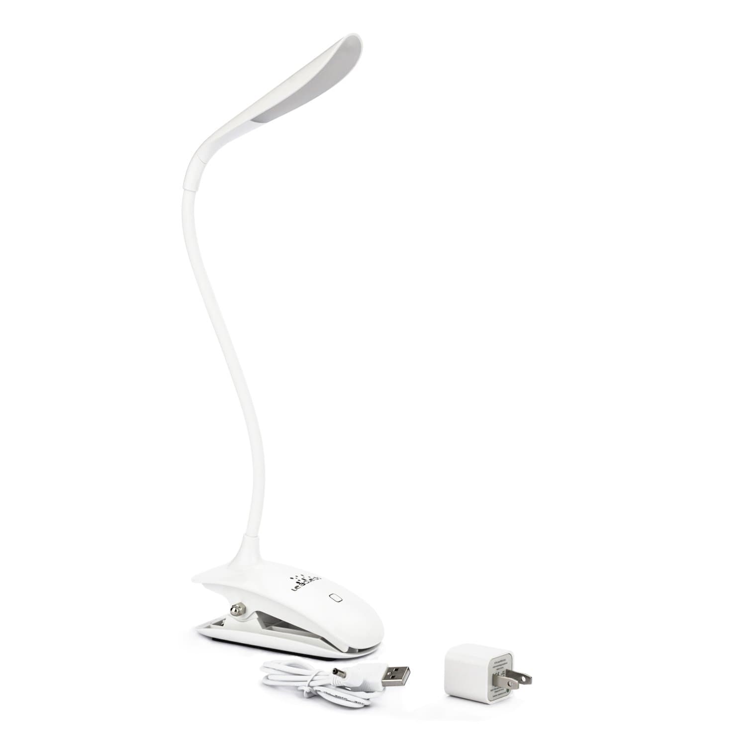 Leadleds Flexible Touch Switch Clip on Reading Light 3-Levels Brightness Adjustable LED Desk Lamp for Bed, Study and Office (White Lights)