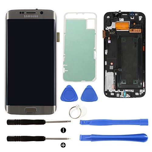 YCIL Samsung Galaxy S6 Edge G925 LCD display Digitizer Replacement touch screen For Samsung Galaxy S6 Edge G925S G925V G925i G925F with frame (Gold)with free repairing tools