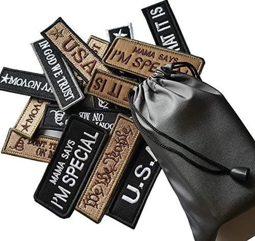 Lightbird 15 Pieces Tactical Patches with A Storage Bag Bundle, Military Morale Patches, High Density Embroidered Decorative Patch