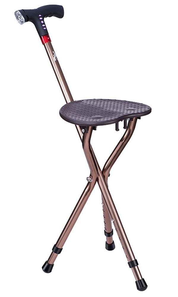 Liu Folding Walking Sticks Seat,Lightweight Adjustable Crutches With Stool-Portable Walker With Multi-function Handle For Men Women,B