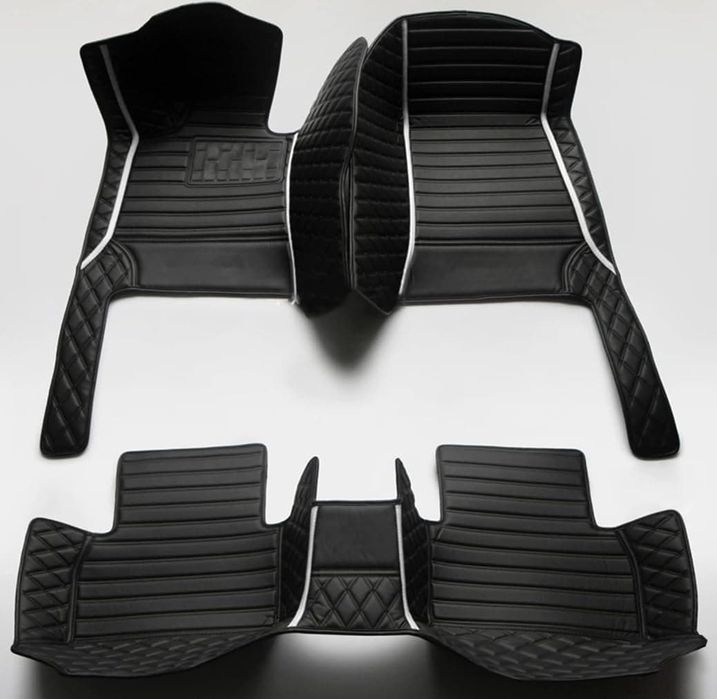 Custom Personalized Floor Mats for Cars,Luxury Full Coverage All Weather Car Floor Mats,Anti-Slip Leather Car Mat Set ,Custom Floor Mats for 99% of Cars, Trucks & SUVs (All Black White)