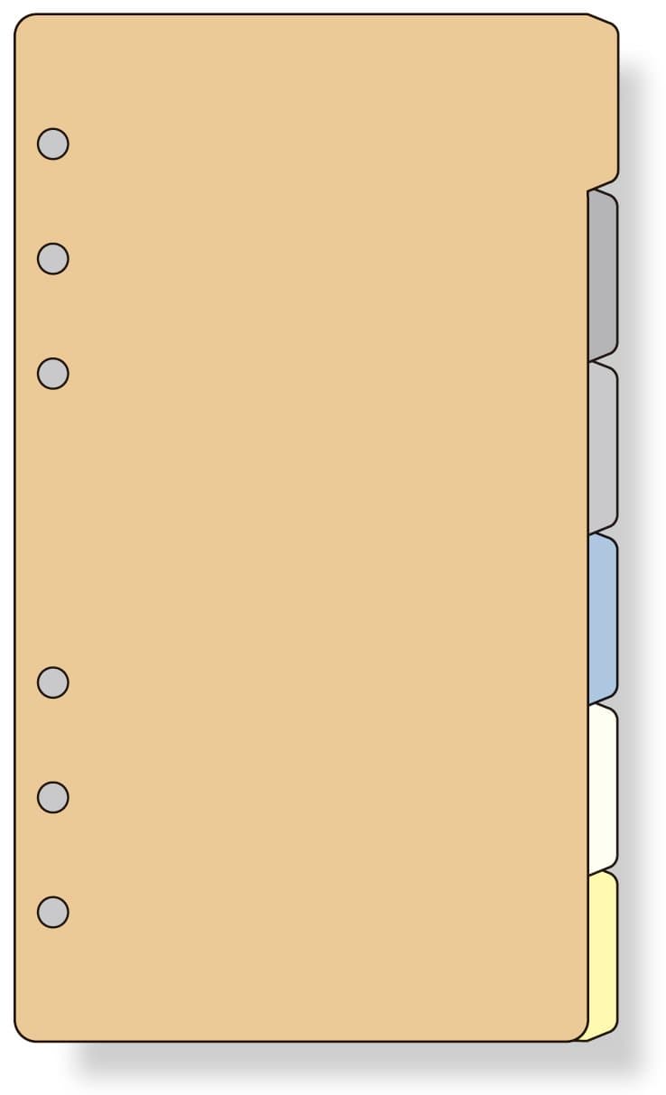 Raymay Davinci bible size (diary size) 6-hole personal organizer refill, 6 color index tabs DR318 by RayMay