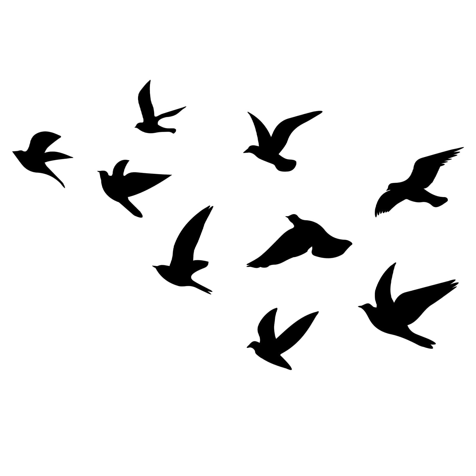 SUPERDANT 9pcs Black Birds Wall Decals Flying Bird Theme Wall Decor Dove of Peace Wall Stickers DIY Decor Art Decals for Home Bedroom Living Room Decoration