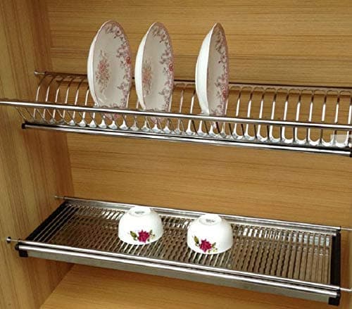 DBR Kitchen Steel Dish Rack Drainer Tray for Cabinet Width 700mm gtpt Modular Kitchen Organiser Set of 3pcs
