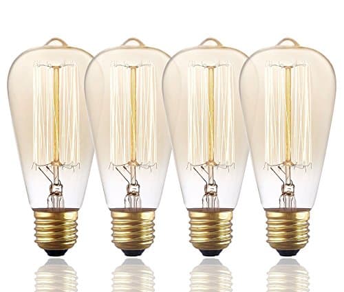 4 Pack, Rolay 30 Watt Vintage Edison Light Bulb with Squirrel Cage Filament, 110~130 Volts, E26 Base, 170 Lumens
