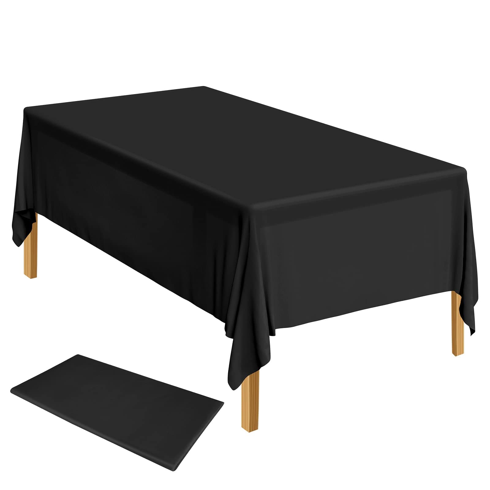 ELECLAND Black Plastic Table Cover 137 x 274 cm Rectangle Tablecloth for Indoor or Outdoor Baby Shower, Wedding, Birthday Party Decorations
