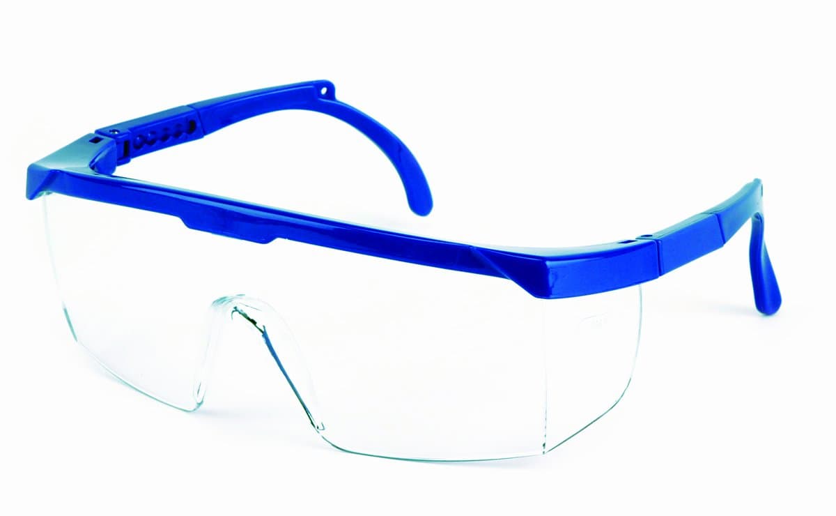 Sellstrom Lightweight, Scratch Resistant Protective Eyewear Safety Glasses with Adjustable Temples, Clear Lens, Small Blue Frame (Pack of 12), S73802