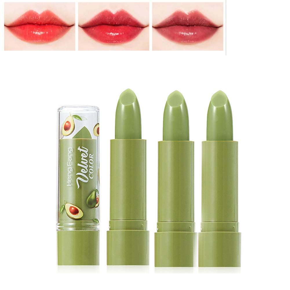Avocado Lipstick Moisturizer Lipstick Long Lasting Nutritious Lip Balm Lips Color Change Lipstick non-stick color lipstick-3 PCS