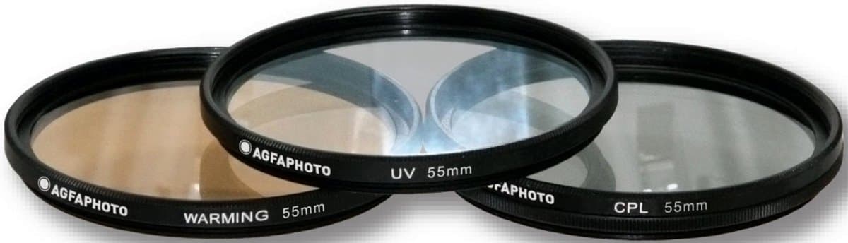 AGFA 3-Piece Professional Filter Kit 55mm - Ultraviolet (UV) + Circular Polarizor (CPL) + Warming Intensifier APFTK55