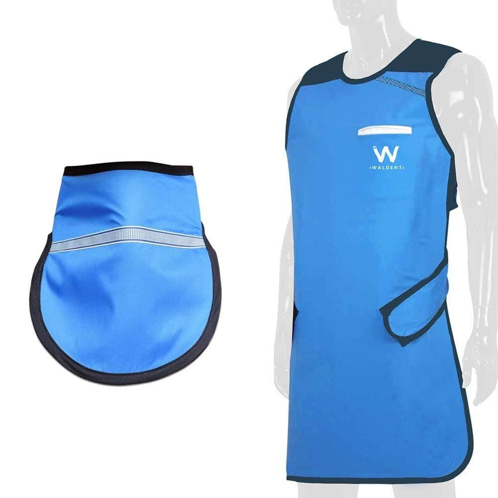 WALDENT Lead Apron for X-Ray Protection with Thyroid Collar, 0.35 mm Lead Equivalency, BARC Approved, Durable Radiation Shielding Apron for Dental, Medical & Radiology Use - Comfortable & Lightweight