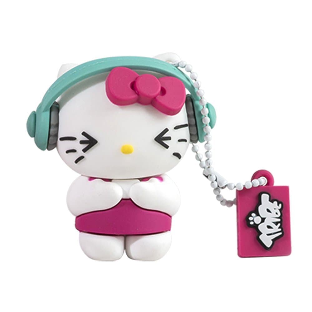 Tribe Hello Kitty DJ USB Stick 8GB Pen Drive USB Memory Stick Flash Drive, Gift Idea 3D Figure, PVC USB Gadget with Keyholder Key Ring – Multicolor