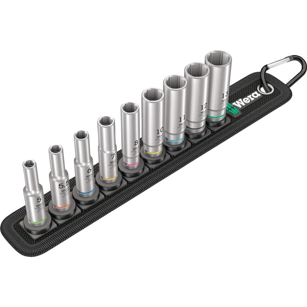 Wera Belt A Deep 1 Socket Set, 1/4" Drive, 9PC, 05004525001
