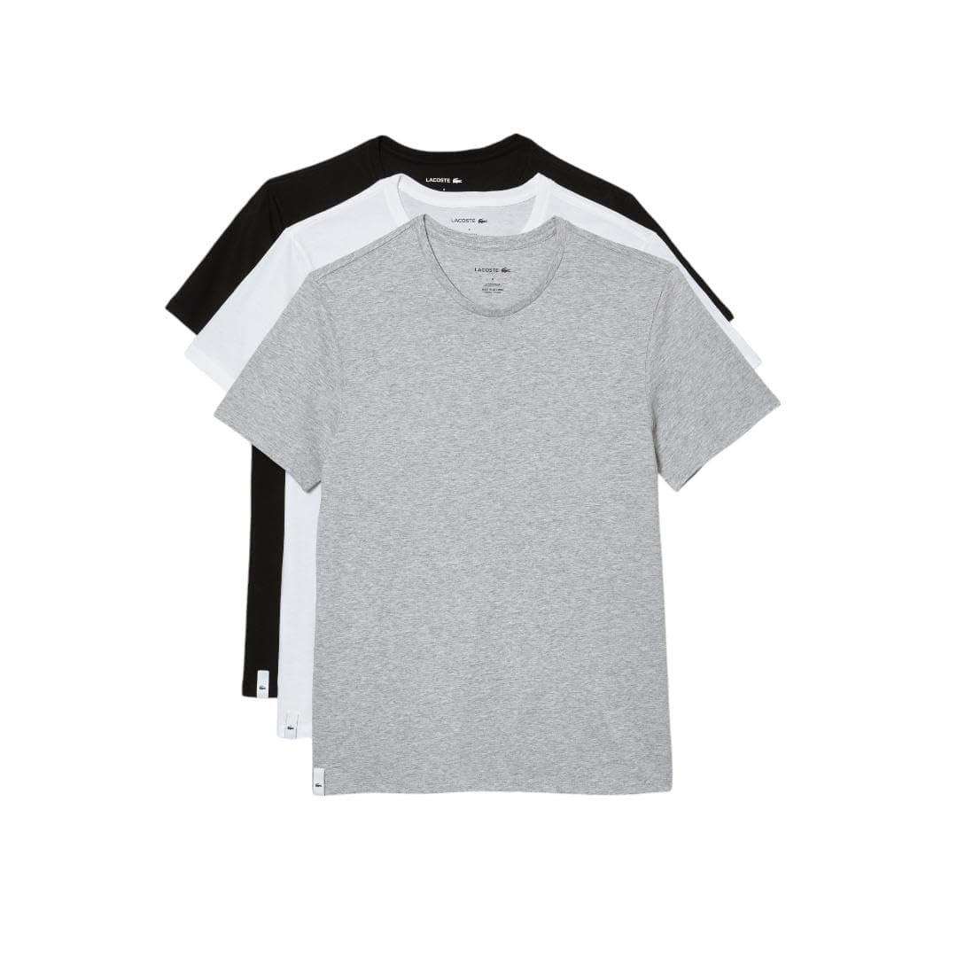 Lacoste Men's Essentials 3 Pack 100% Cotton Regular Fit Crew Neck T-Shirts