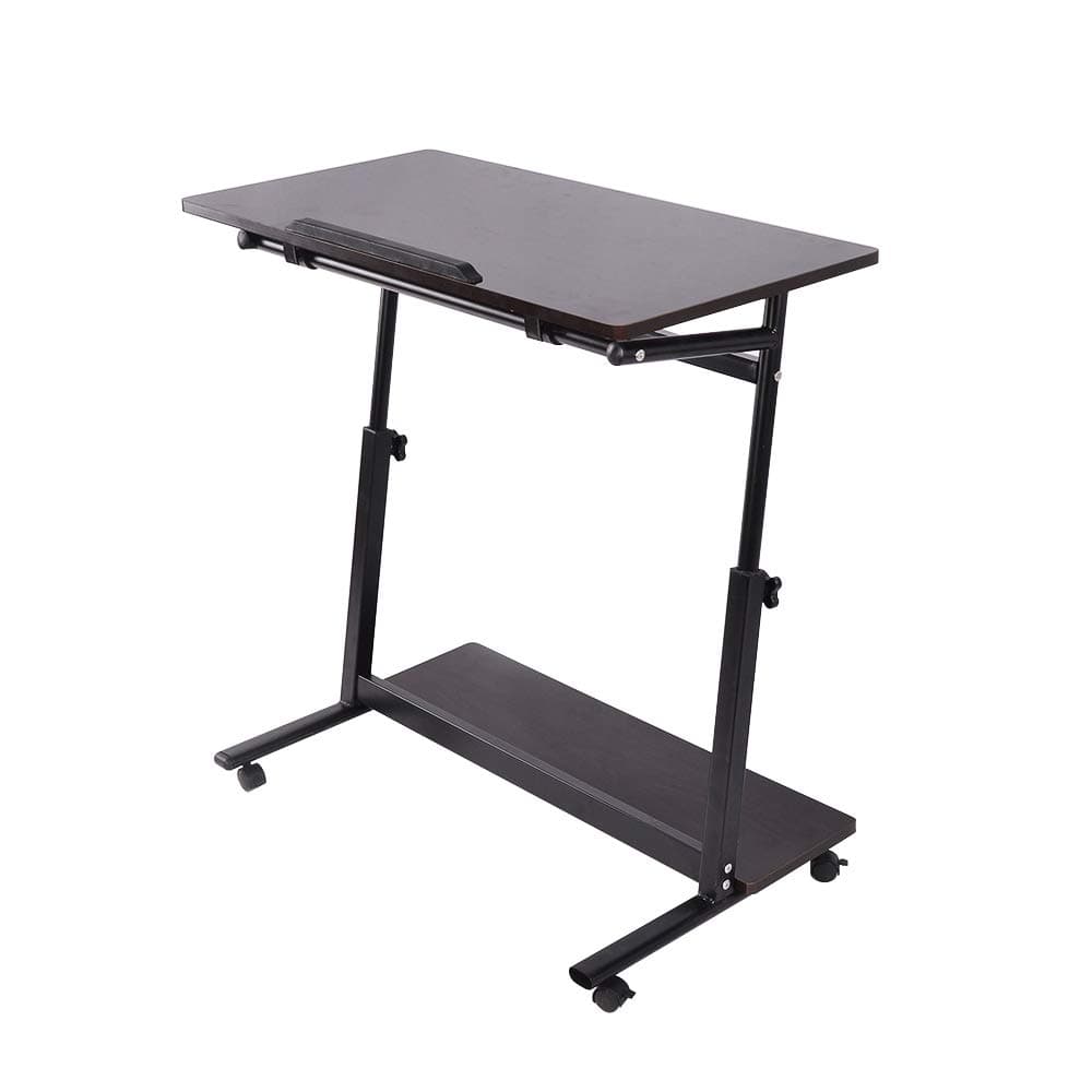 DlandFurniture Mobile Side Table 31.5 Inches Adjustable Angle Mobile Laptop Computer Desk Adjustable Laptop Table for Bed Sofa,Black BHUS-05#X-80BK