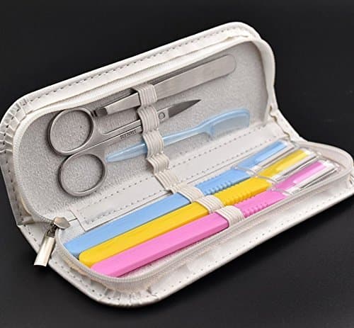 LETB 6 Pieces Eyebrow Trimming Kit Eyebrow Scissors Eyebrow Comb Grooming Set Tweezers and Scissors Set with Travel Zipper Case