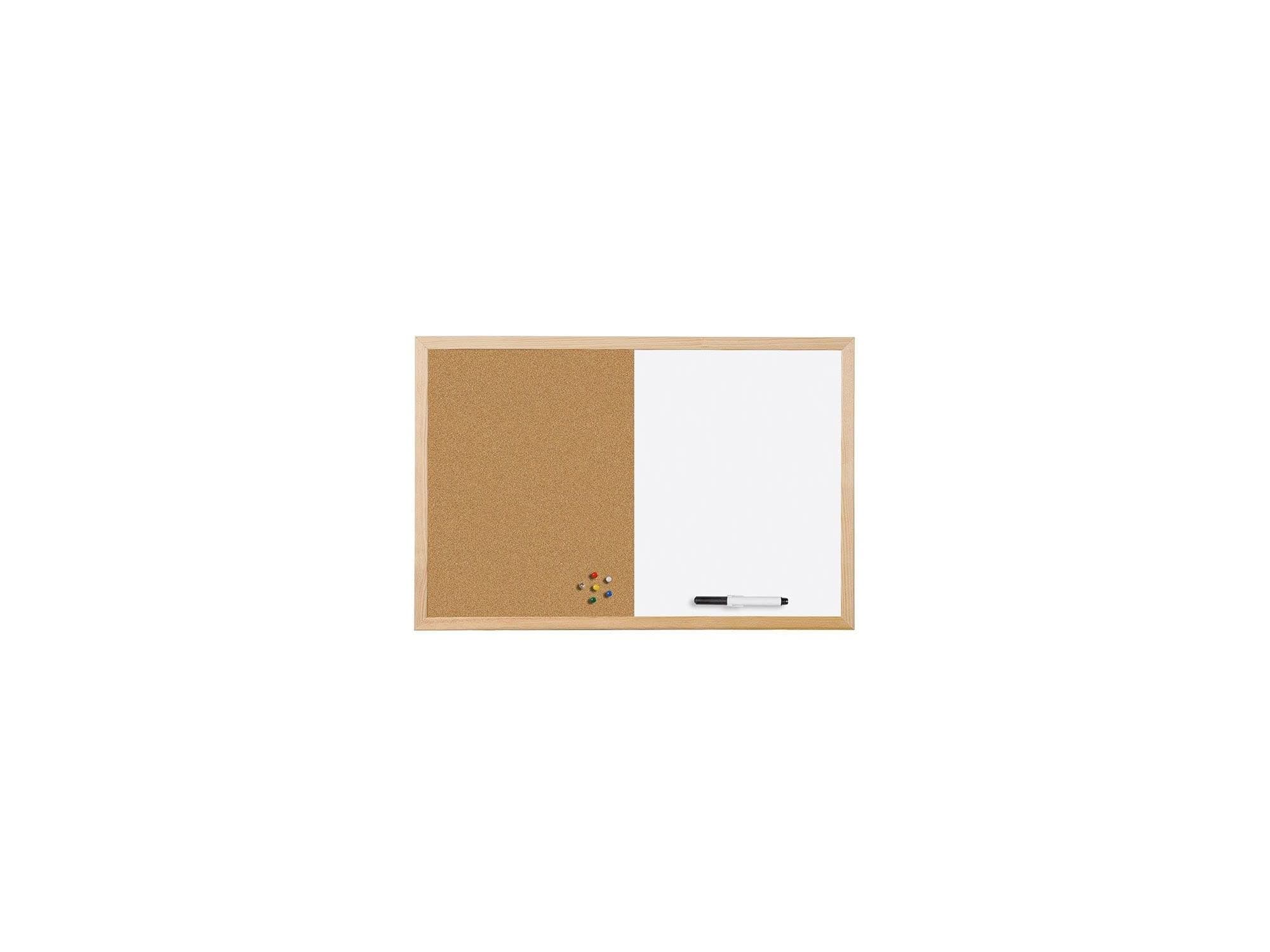 Mastervision Cork & Dry Erase Combo Board, 24" x 36", Dry Erase White Board/Cork Bulletin Board Combo, Pine Wood Frame
