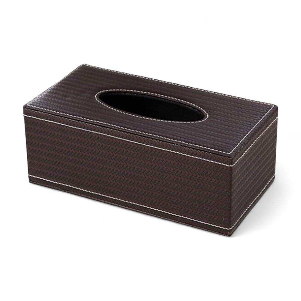oddpod™ PU Leather Rectangular Tissue Box Holder/Napkin & Paper Towel Dispenser with Magnetic Bottom Lid for Office, Home, Hotel, School & Salon - Umber Brown