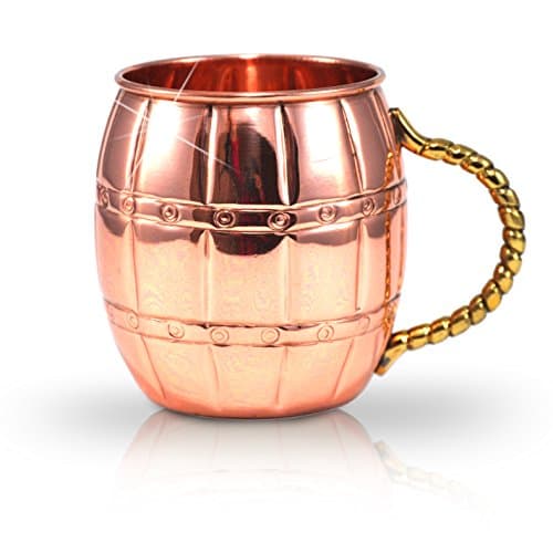 100% Copper Moscow Mule Mug with Brass Handle for Easy Drinking, 16-Oz., Polished Hammered Finish, Drink Beer, Iced Tea, Juice, Soda, Water and More by Artisan Craft Makers, Made in India