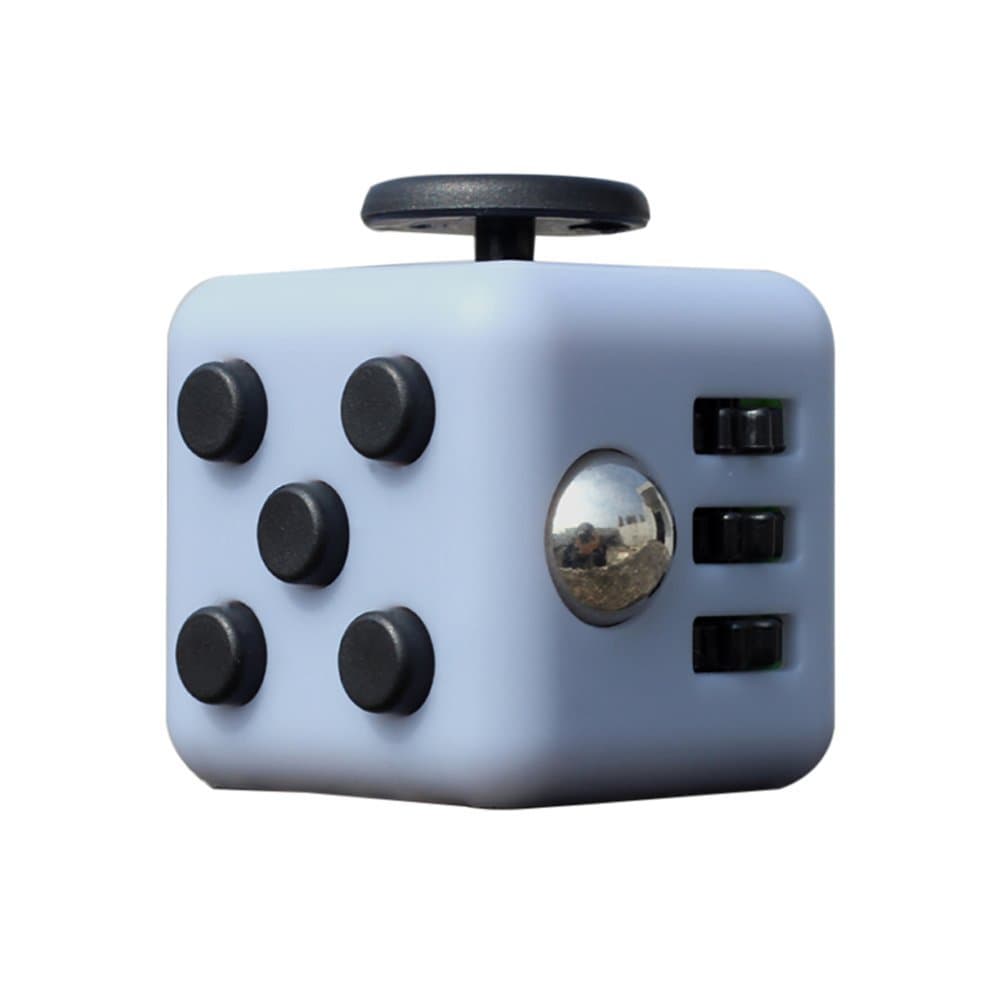 Alpha Go Fidget Cube Dice Toy with PU Case, Anti-Anxiety Relieves Stress and Depression, Calming Focus Toy for Children and Adults for Autism Anger ADD ADHD & PTSD (Grey-Black)