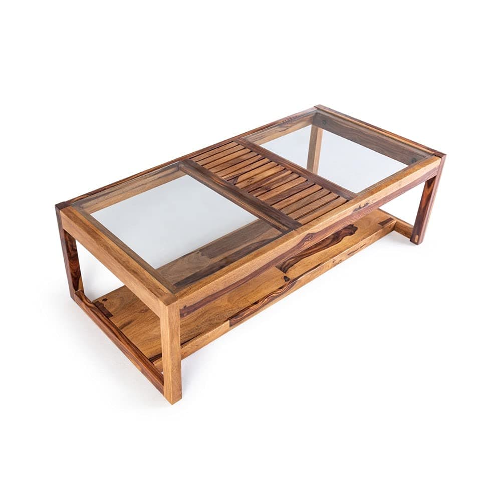 Wakefit Coffee Table | 3 Year Warranty | Center Table, Tea Table, Center Table for Living Room, Coffee Table for Living Room, Sheesham Wood (Jackson - Brown)