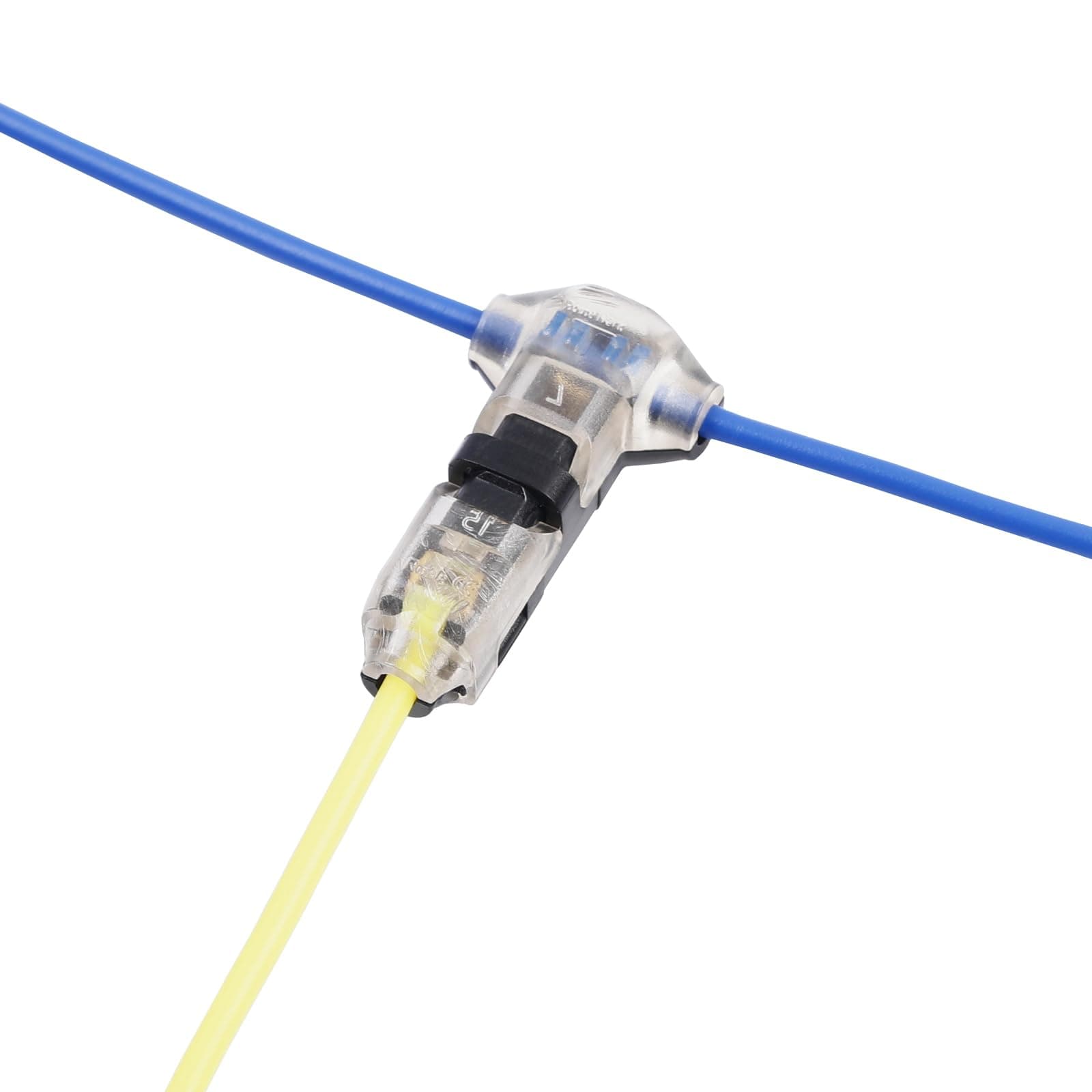 Brightfour T Tap Wire Connectors for 16-20 AWG Wires, No Wire Stripping Low Voltage Wire Splice Connectors, Solderless 3 Way 1 Pin 12 Pack