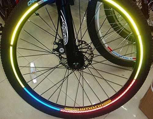 White+yellow 2 Pcs/pack Bike Wheel Flash Reflective Strips Road Bicycle Sticker Mountain Biking Safe Stickers Accessories for Safety (white+green)