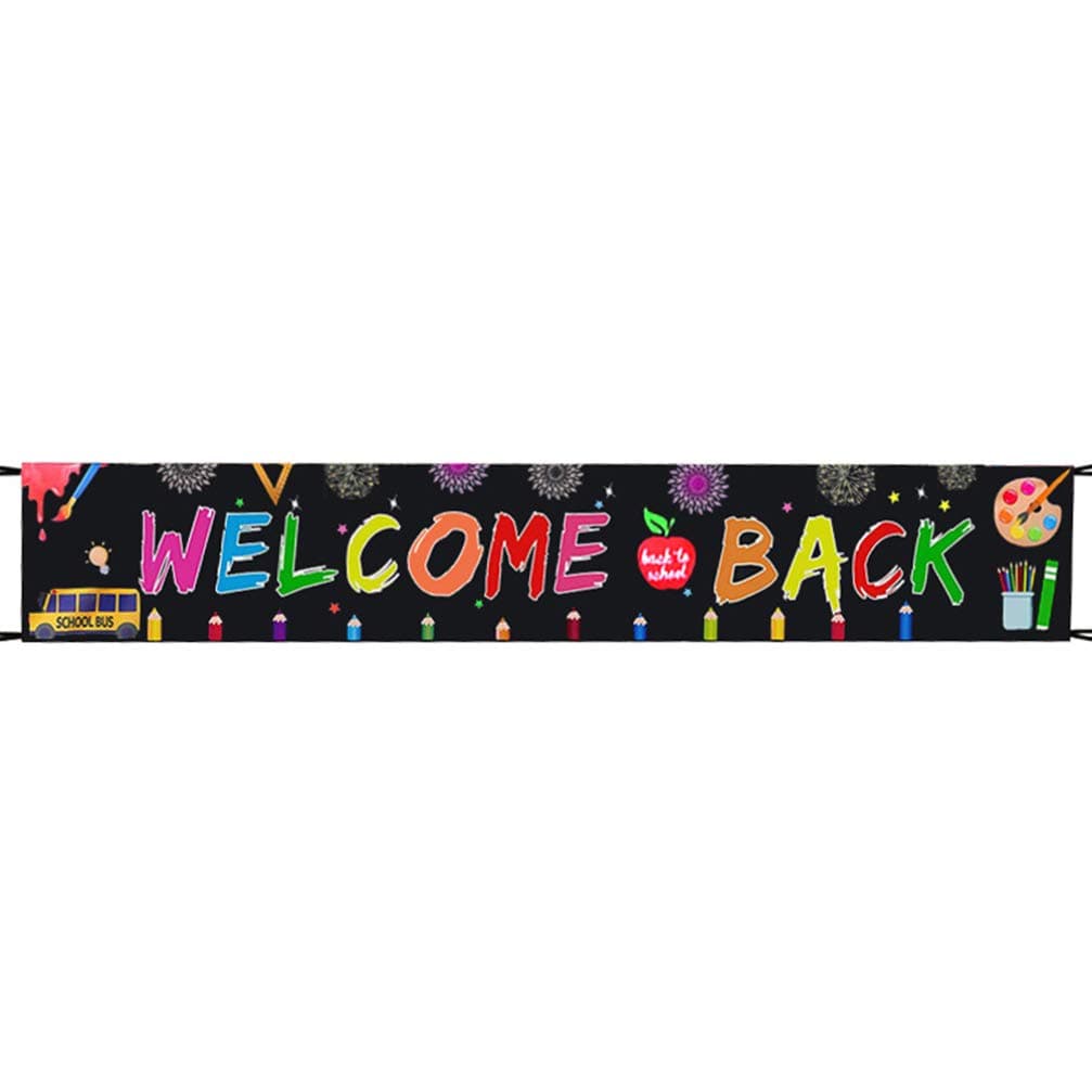 STOBOK 1 Pc Welcome Back to School Hanging Polyester Banners Flags Sign Classroom Decor Back to School Decorations for Party School