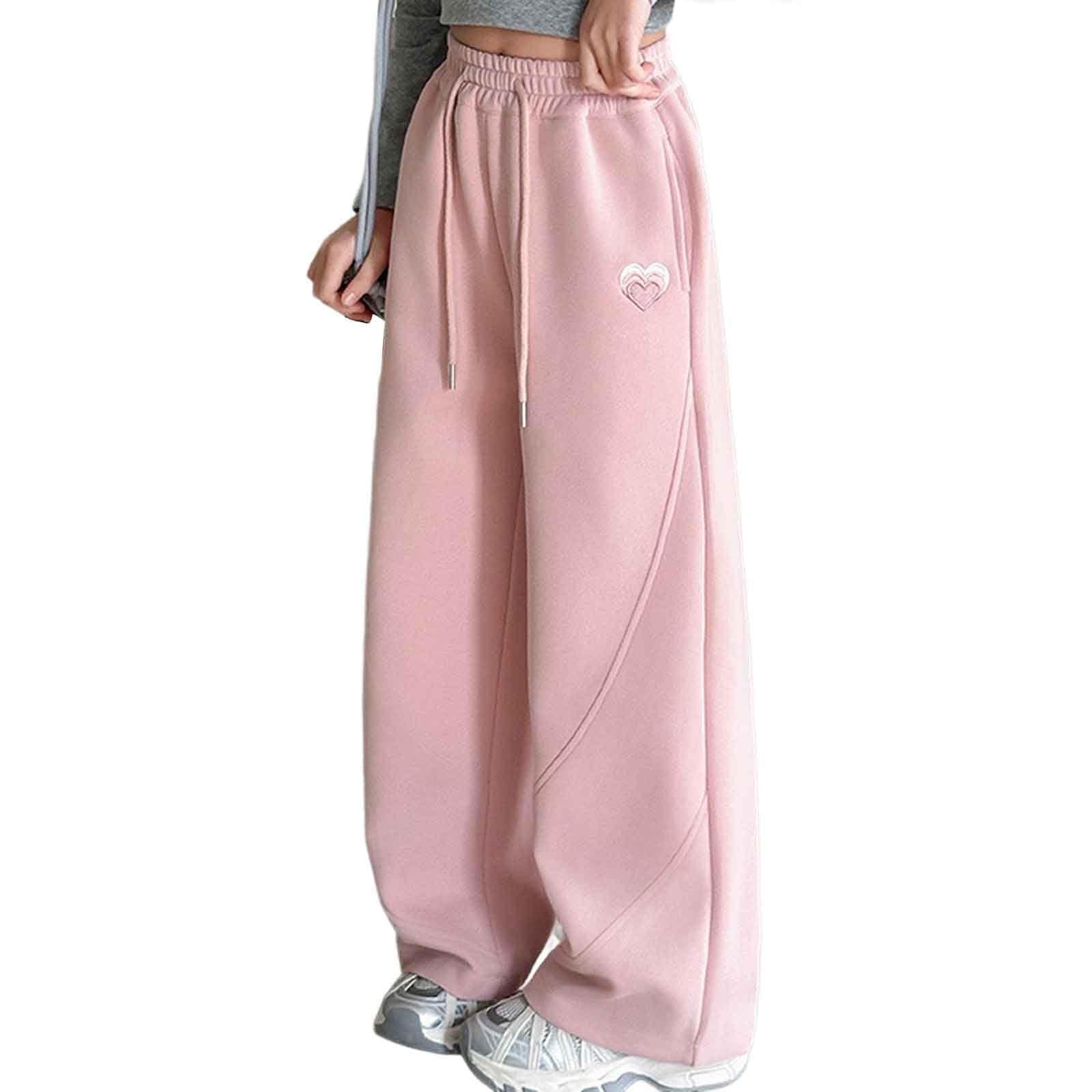 Boys' Open Bottom Fleece-Lined Sweatpants with Pockets High Elastic Waist Baggy Wide Straight Leg Pants 5-15 Years