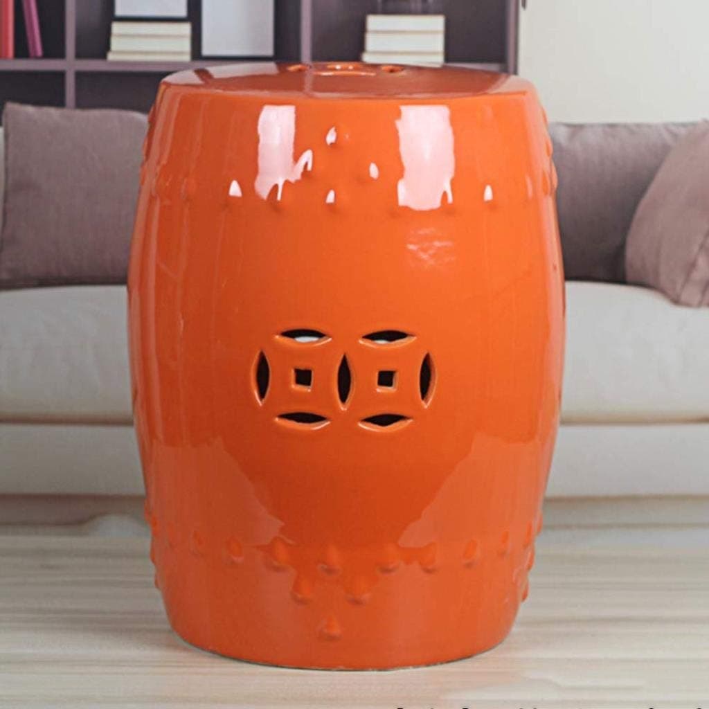 RUNWEI Footstool Porcelain Pier Stool Bar Stool Hollow Ceramic Bench Stool Porcelain Stool Chinese Bar Chair (Color : A)