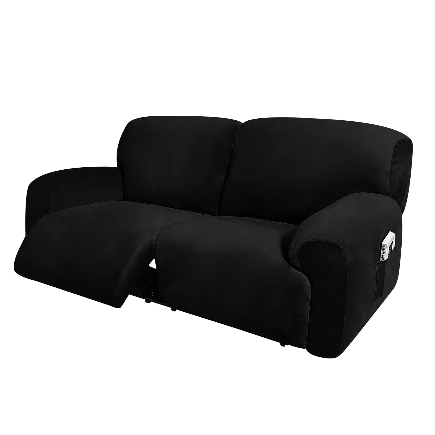 ULTICOR Extra Wide 75" - 100", Reclining 2 Seater Sofa, Extra Wide Reclining Love Seat Slipcover, 6-Piece Velvet Stretch, Reclining Sofa Covers, Thick, Soft, Washable (Black)