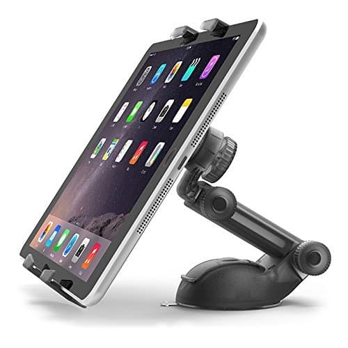 Taby Tablet Car Mount Holder, Dashboard Windshield One Touch Center Mount 360 Rotation & Arm Extension for iPad Mini Air Galaxy Tab Amazon Fire and More (4.5 to 7.4" tabs)