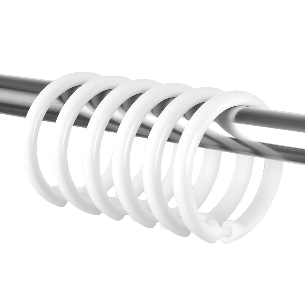 12 PCS White Plastic Shower Curtain Rings, Easy Snap Closure Shower Curtain