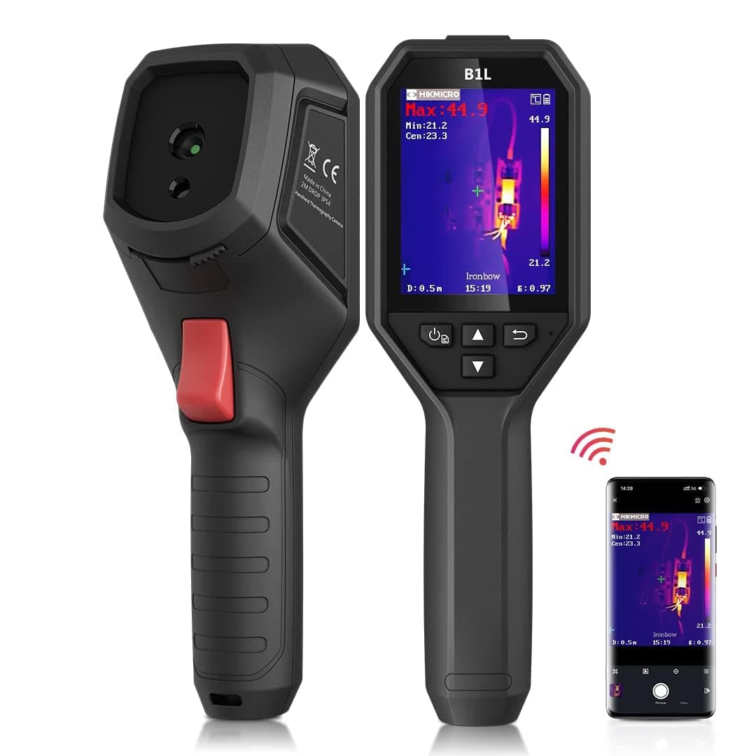 HIKMICRO B1L 160 x 120 IR Resolution Thermal Imaging Camera with WiFi, 25Hz Refresh Rate, 3.2" LCD Screen, Handheld 19200 Pixels Thermal Imager with High Temperature Alarm