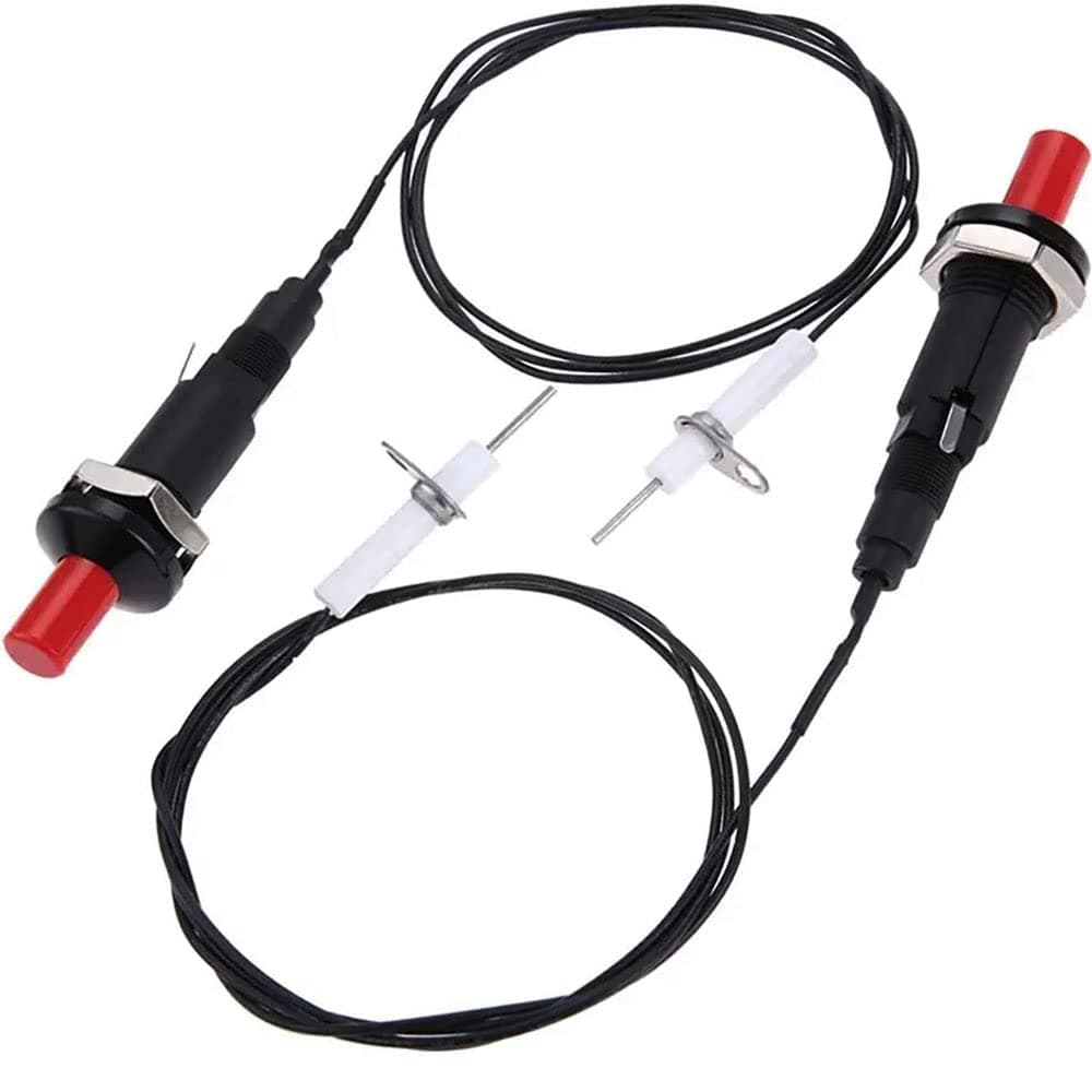 TERRIFI Piezo igniter with Spark Ignition Electrode 200 Degree Resistance Wire 1 Meter Long for Gas Fireplace Gas Oven Gas Heater 2Pack