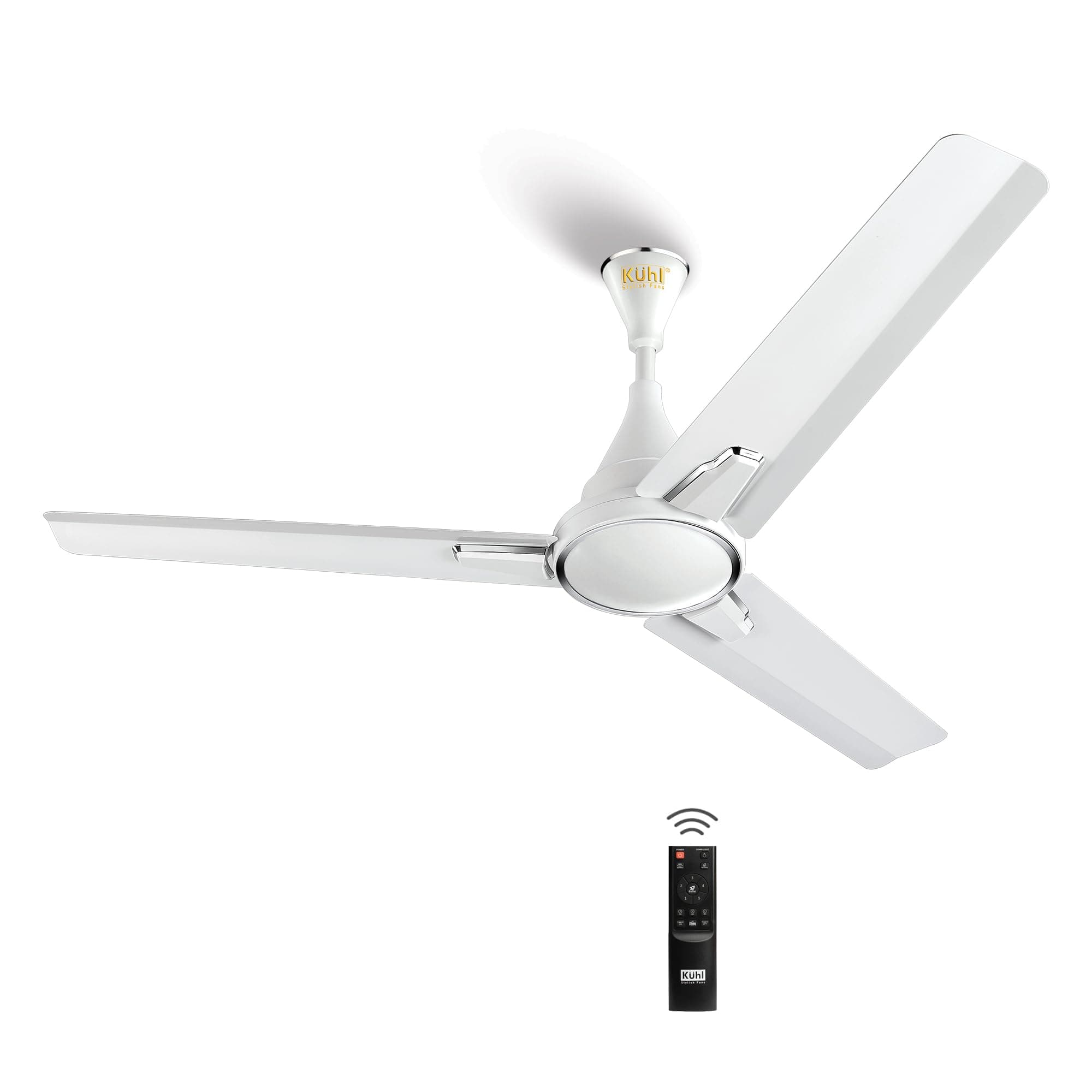 - KUHL Prima A1 1200mm Decorative Power Saving BLDC Ceiling Fan with Remote | 29W | Saves upto 65% Electricity | 5 Star | High Air Flow | Stylish Design | White