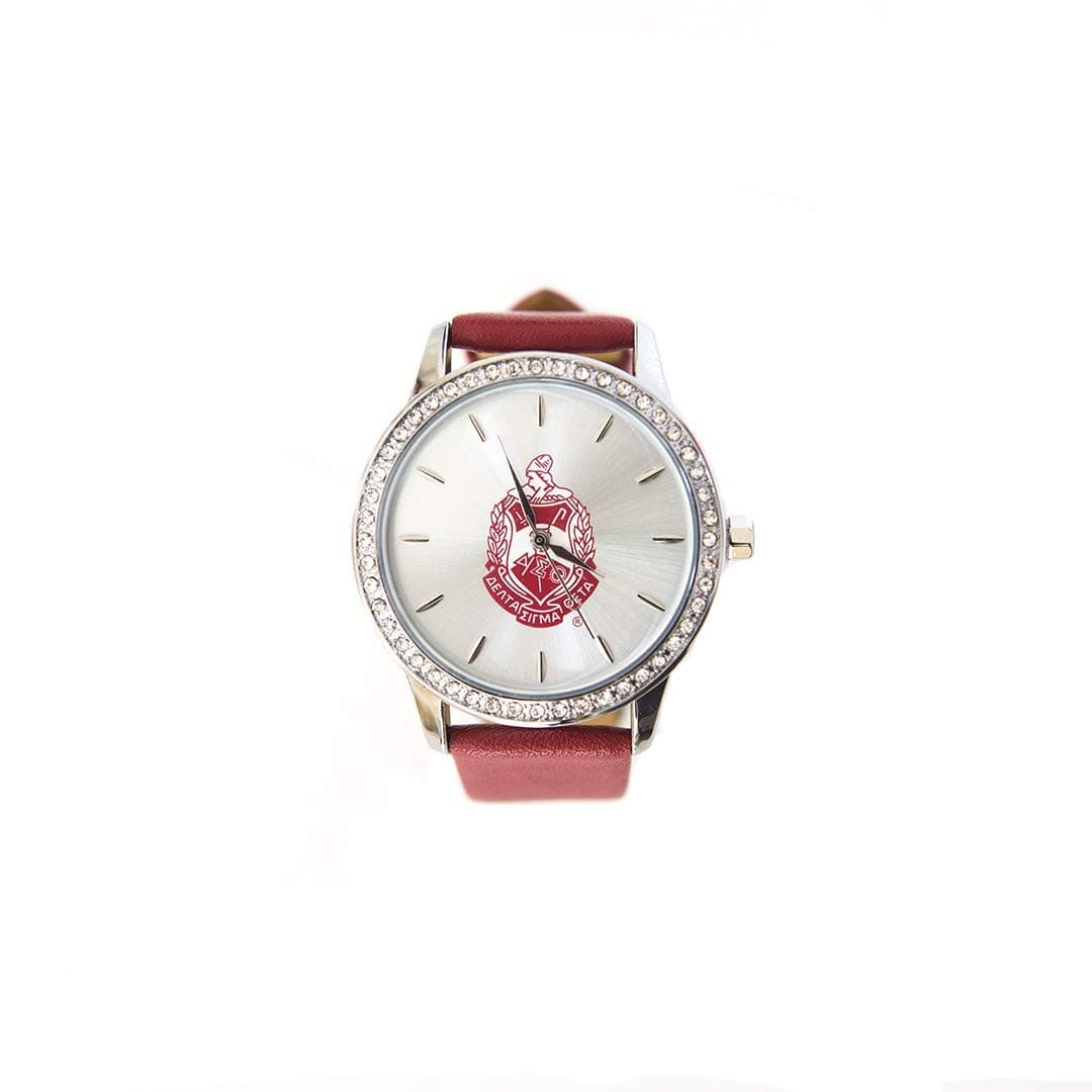 Sorority Red Leather Band Watch With Shield