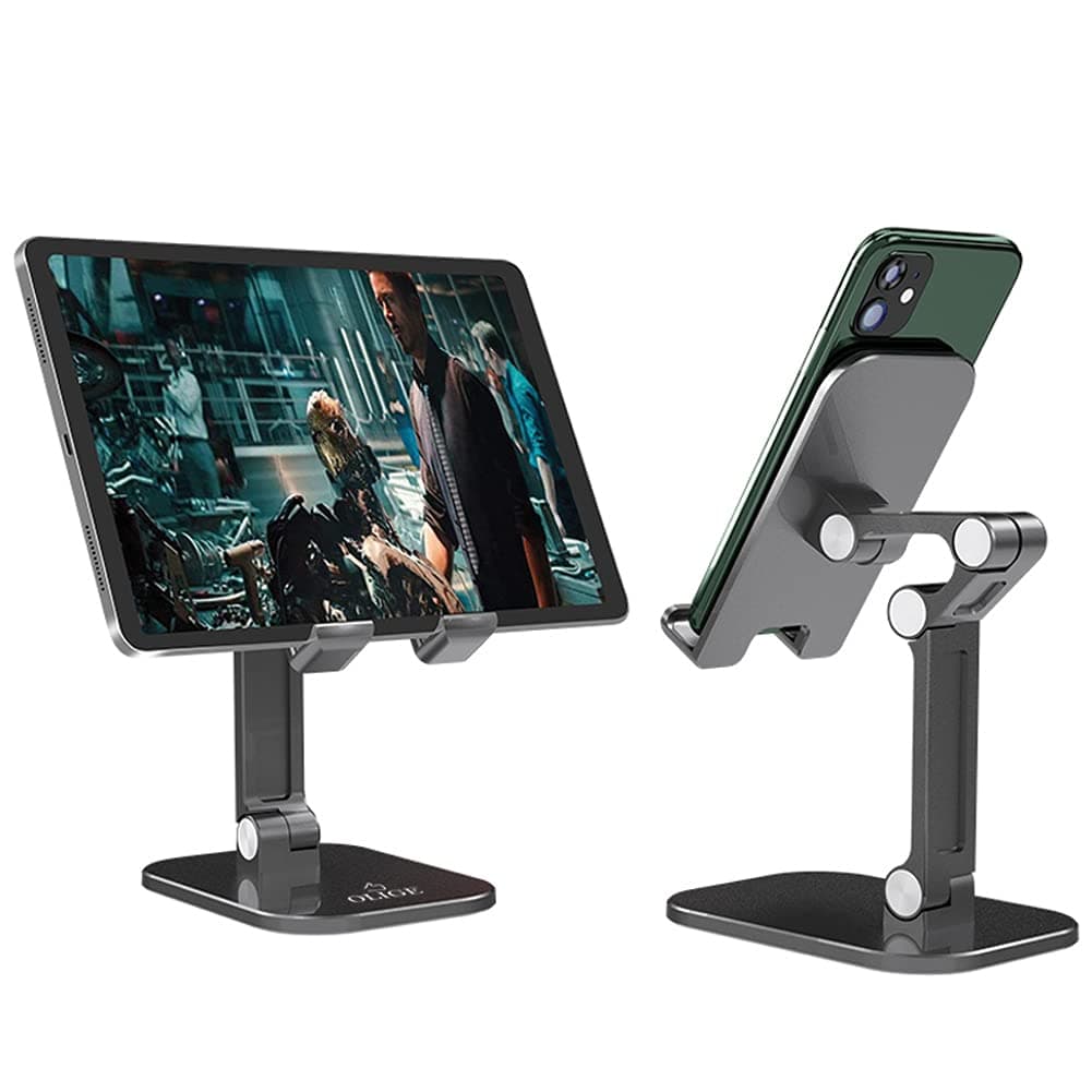 Phone Stand Adjustable Mobile Phone Holder Desktop Tablet Mount Compatible with iPhone 12/12 Pro Max 11 Pro Max XS XR, iPad Pro, Galaxy S20 Ultra S10 Plus S9 Note 10 Note 9, Tablets